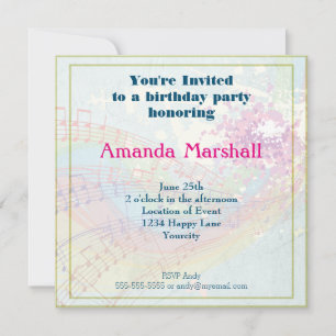 Invitation Rainbow et Music Notes