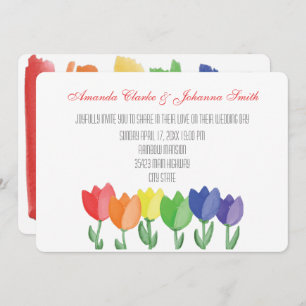 Invitation Rainbow FLOWER GAY Lesbian Mariage Card