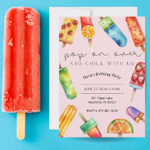 Rainbow Fruit Popsicle Anniversaire Fête Invitatio