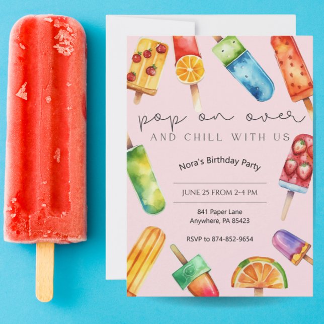 Invitation Rainbow Fruit Popsicle Anniversaire Fête Invitatio (Créateur téléchargé)