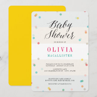 Invitation Rainbow Fun Confetti Moderne Chic Cute Baby shower