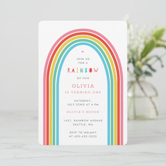 Invitation Rainbow Fun Fun Fête d'anniversaire de l'enfant Br (Debout devant)