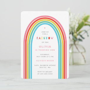Invitation Rainbow Fun Fun Fête d'anniversaire de l'enfant Br