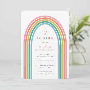 Invitation Rainbow Fun Fun Jour d'anniversaire de l'enfant Pe