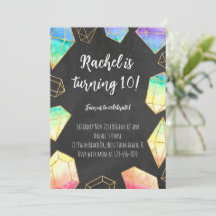 Rainbow & Gold Gemstones Modern Girls Anniversaire