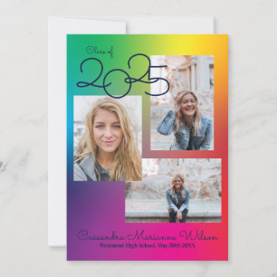 Invitation Rainbow Graduation Photo Announcement