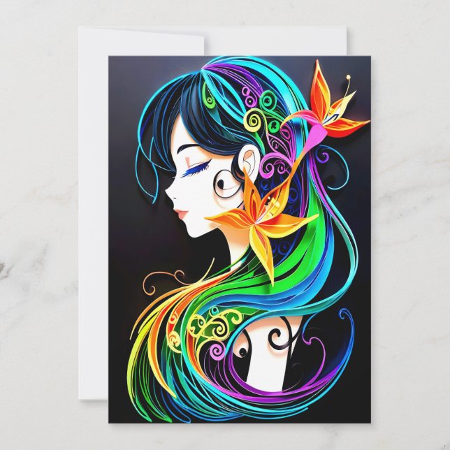 Invitation Rainbow Hair Dream. (Devant)