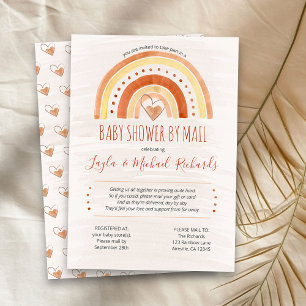 Invitation Rainbow Heart Watercolor Baby shower de lavage par