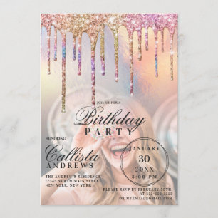 Invitation Rainbow Holographic Parties scintillant Drivers Ph