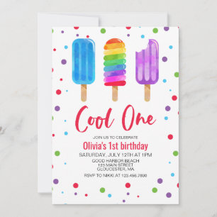 Invitation Rainbow Ice Pops Cool Un 1er anniversaire Invitati