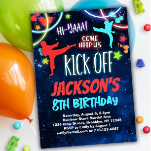 Invitation Rainbow Karate fête d'anniversaire