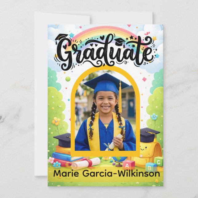 Invitation Rainbow Kindergarten Graduation (Devant)