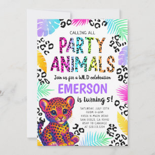 Invitation Rainbow Leopard Party Animaux Anniversaire Invitat