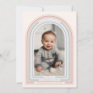 Invitation Rainbow Line Arch Birth Announcement