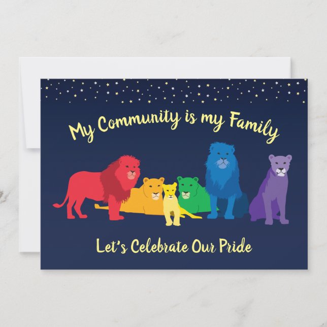 Invitation Rainbow Lion Pride LGBT Pride (Devant)