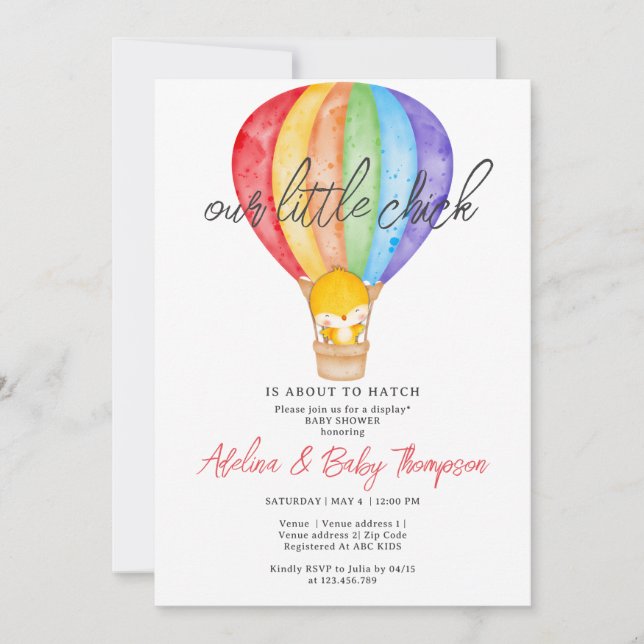 Invitation Rainbow Little Chick Sur Le Point De Hatter Baby s (Devant)