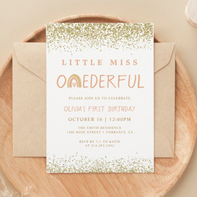 Invitation Rainbow Little Miss Onederday 1er anniversaire (Créateur téléchargé)