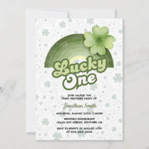 Invitation Rainbow Lucky One Green Clover Anniversaire de enf