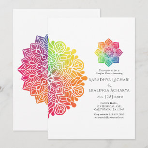 Invitation Rainbow Mandala Indian Couples Douche