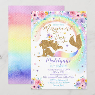 Invitation Rainbow Mermaid