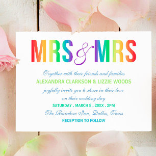 Invitation Rainbow Mme & Mme   Mariage lesbien