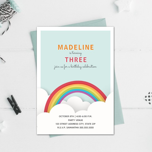 Invitation Rainbow nuages fête d'anniversaire (Créateur téléchargé)