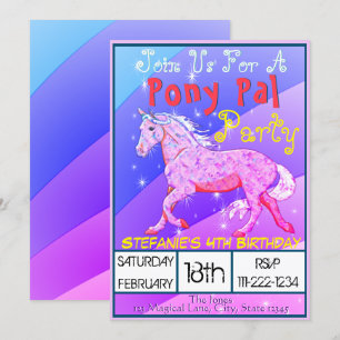 Invitation Rainbow Palomino Anniversaire II (arc-en-ciel doux