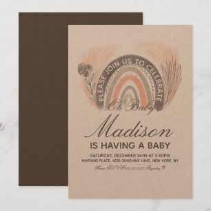 Invitation Rainbow Pampas Doodle Baby shower bohème