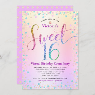 Invitation Rainbow Parties scintillant Ombre Virtual Sweet 16