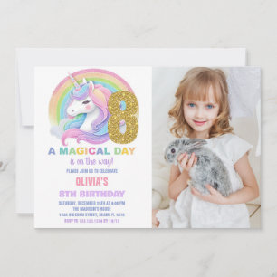 Invitation Rainbow Parties scintillant Unicorn Anniversaire I