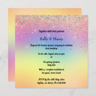 Invitation Rainbow Pastel Sparkle Diamond Mariage