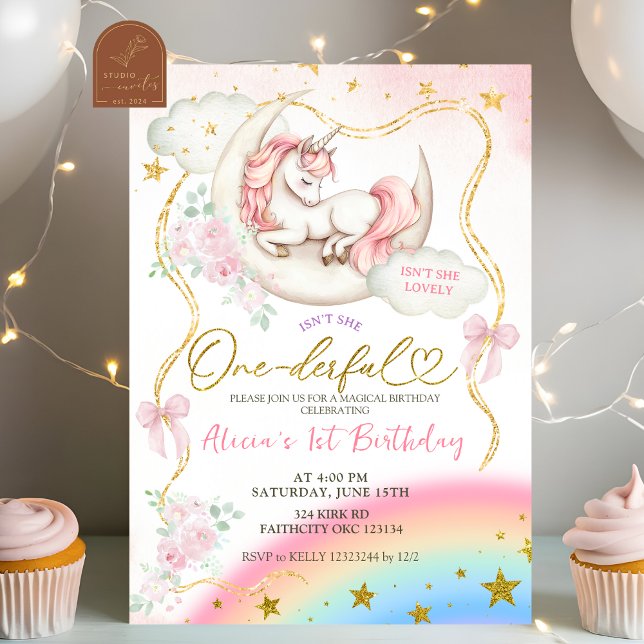 Invitation Rainbow Pastel Unicorn Magical Birthday (Créateur téléchargé)