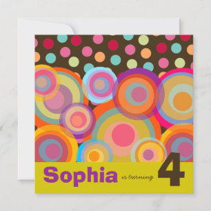 Invitation Rainbow Pop Circles Anniversaire de enfant Party I