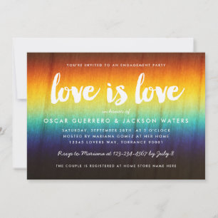 Invitation Rainbow Prism Love is Love Gay Engagement Party