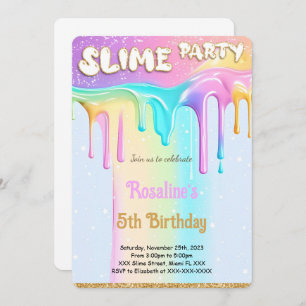 Invitation Rainbow Slime fête d'anniversaire
