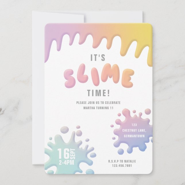 Invitation Rainbow slime party (Devant)