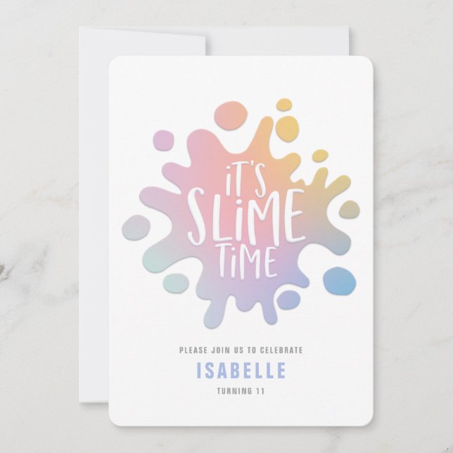 Invitation Rainbow slime party (Devant)
