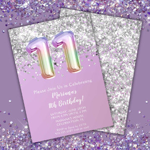 Invitation Rainbow Sparkle Parties scintillant Fille 11e fête