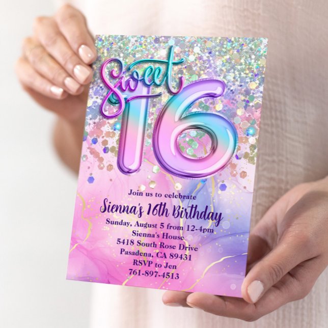 Invitation Rainbow Sparkle Parties scintillant Sweet 16 Anniv (Créateur téléchargé)