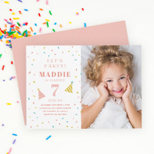 Invitation Rainbow Sprinkle Anniversaire de enfant Party