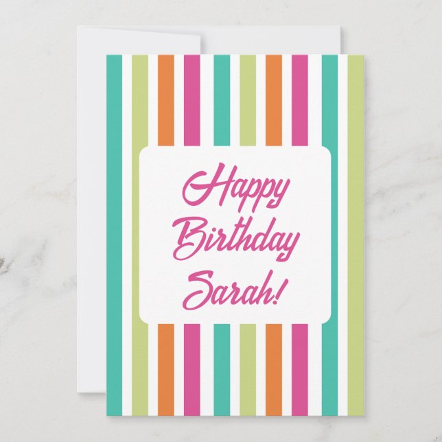 Invitation Rainbow stripes rétro plaisir motif (Devant)