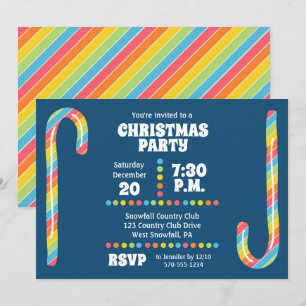 Invitation Rainbow Sucres de canne Navy Blue Christmas Party