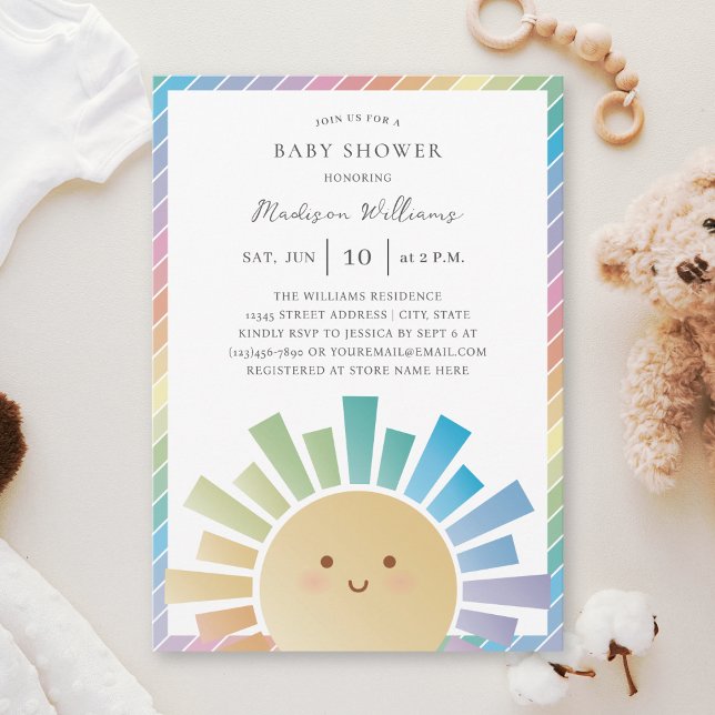 Invitation Rainbow Sunshine Genre Baby shower neutre (Créateur téléchargé)