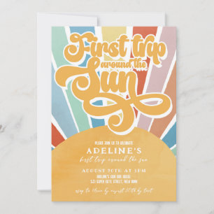 Invitation Rainbow Sunshine Premier anniversaire Boho Girl