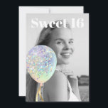 Invitation ~* Rainbow Sweet 16 PHOTO Balloon AP29 Anniversair<br><div class="desc">(rechercher AP29 pour des designs similaires sur différents produits) (Cette conception peut être facilement adaptée à N'IMPORTE QUEL ÂGE ou ÉVÉNEMENT )) Rejoignez si vous avez besoin d'aide. *~* Energy Enhanced SWEET 16 Anniversaire Invitation. Modifier / Modifier le texte et la photo de la douce fille d'anniversaire 16. Abstrait Artsy...</div>