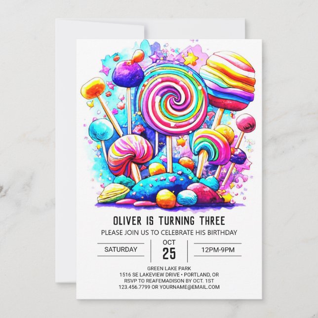 Invitation Rainbow Sweet Chocolate Anniversaire (Devant)