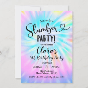 Invitation Rainbow Tie Dye Fête de bois Anniversaire Invitati