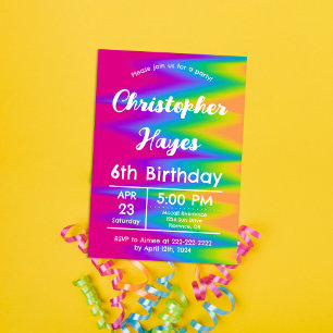 Invitation Rainbow Tie Dye Party