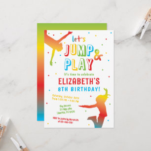 Invitation Rainbow Trampoline Park Anniversaire de enfant Par