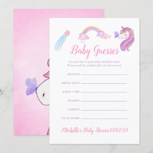 Invitation Rainbow Unicorn Baby Girl Shower Baby Guesses